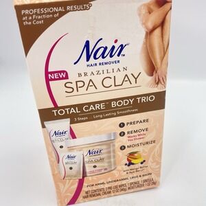 Nair Brazilian Spa Clay Total Care BODY TRIO Hair Removal Kit Arms Legs Bikini‎